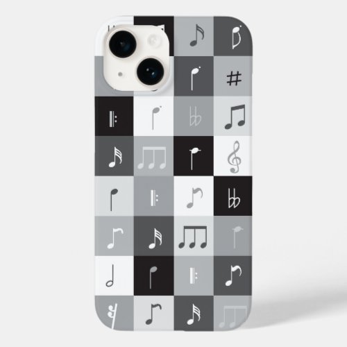 Grayscale music notes pattern Case_Mate iPhone 14 case