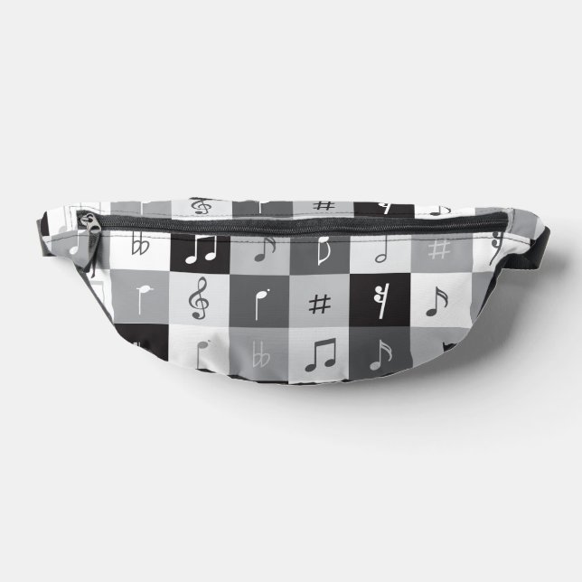 Grayscale music notes pattern fanny pack (Lay Down)