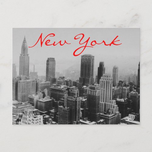 Grayscale New York City Night Postcard