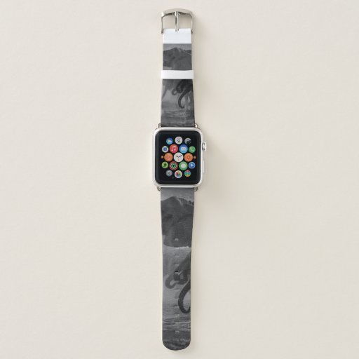 GRAYSCALE PHOTO OF ELEPHANTS DRINKING WATER APPLE WATCH BAND