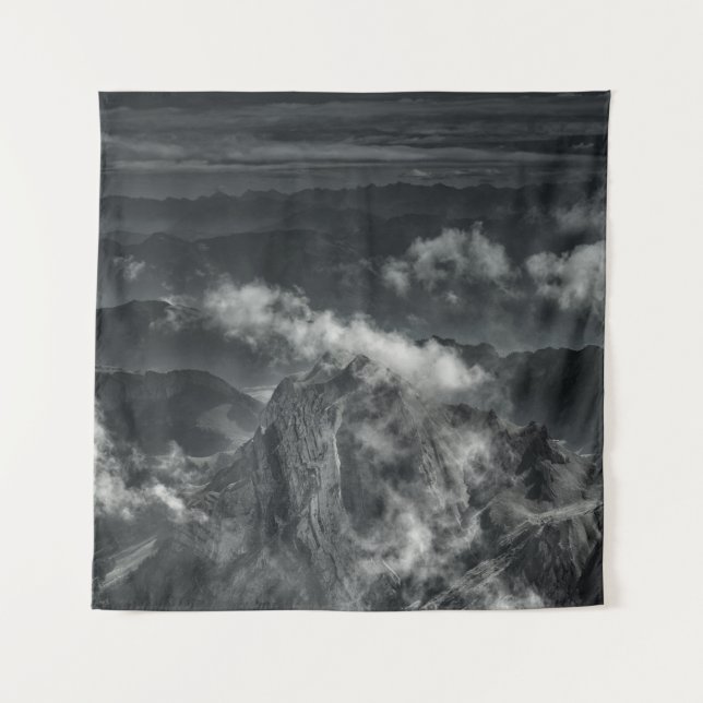 GRAYSCALE PHOTO OF MOUNTAIN RANGE TAPESTRY (Front)