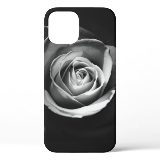 GRAYSCALE PHOTO OF ROSE iPhone 12 CASE