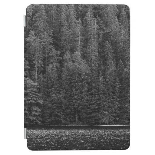 GRAYSCALE PHOTO OF TREES NEAR RIVER iPad AIR COVER