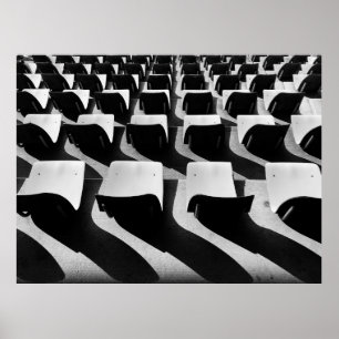 Grayscale photography of chairs with no people poster