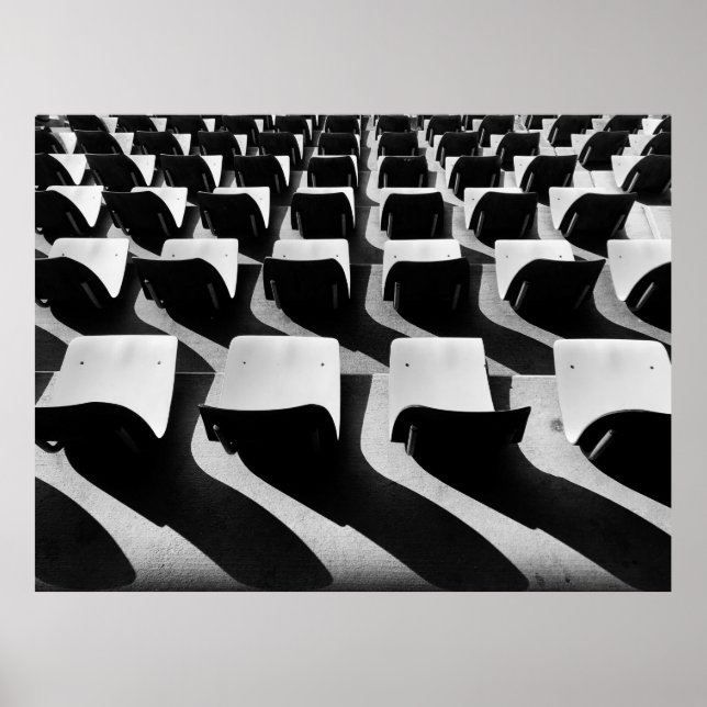Grayscale photography of chairs with no people poster (Front)