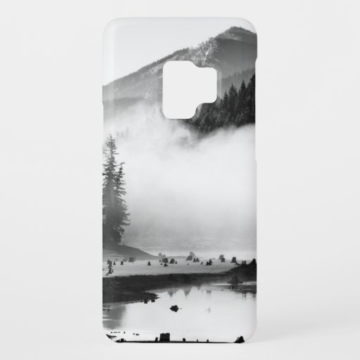 GRAYSCALE PHOTOGRAPHY OF LAKE NEAR PINE TREES Case-Mate SAMSUNG GALAXY S9 CASE