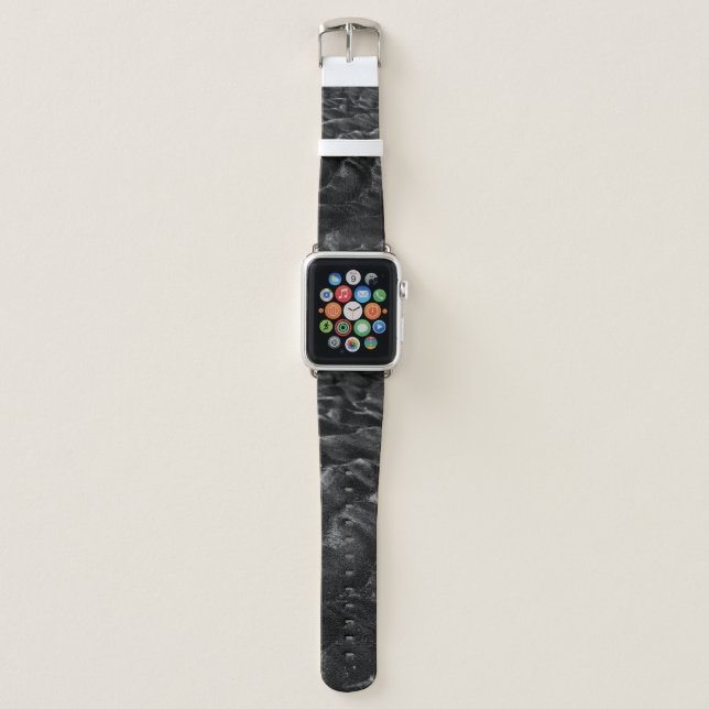 Grayscale photography of sand apple watch band (Front)