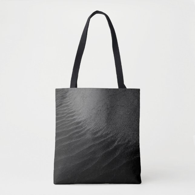 GRAYSCALE PHOTOGRAPHY OF SAND TOTE BAG (Front)