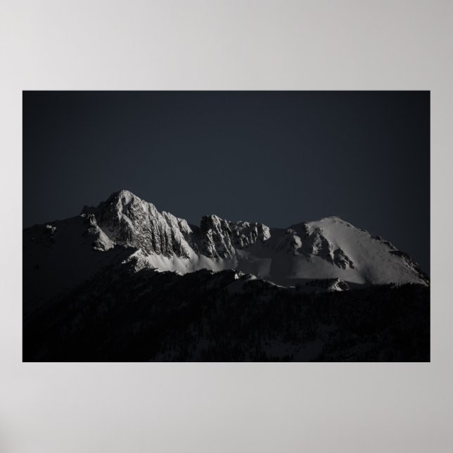 GRAYSCALE PHOTOGRAPHY OF SNOW MOUNTAIN POSTER (Front)