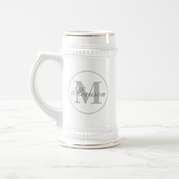 Grayscale Scripted Monogram Drf Beer Stein by monoshoppe at Zazzle