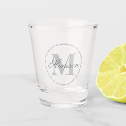 Grayscale Scripted Monogram DRF Shot Glass
