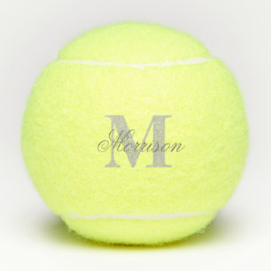 Grayscale Scripted Monogram Tennis Balls