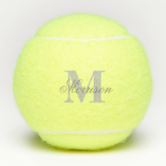 Grayscale Scripted Monogram Tennis Balls
