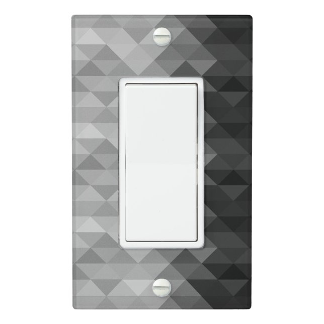 Grayscale triangle geometric squares pattern Grays Light Switch Cover (In Situ)