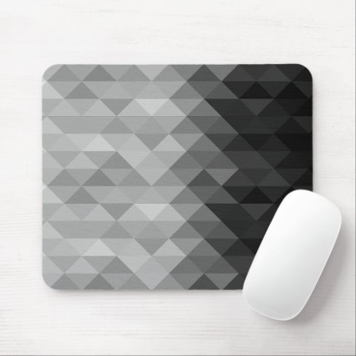 Grayscale triangle geometric squares pattern Grays Mouse Pad