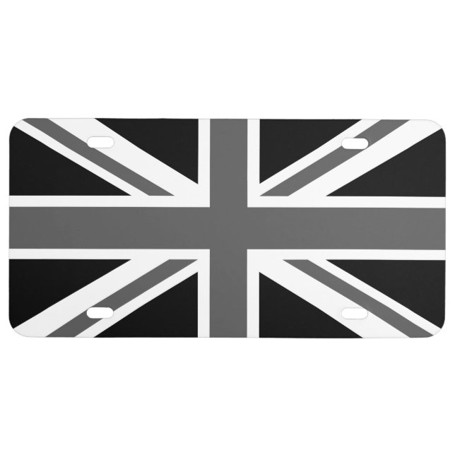 Grayscale Union Jack License Plate (Front)