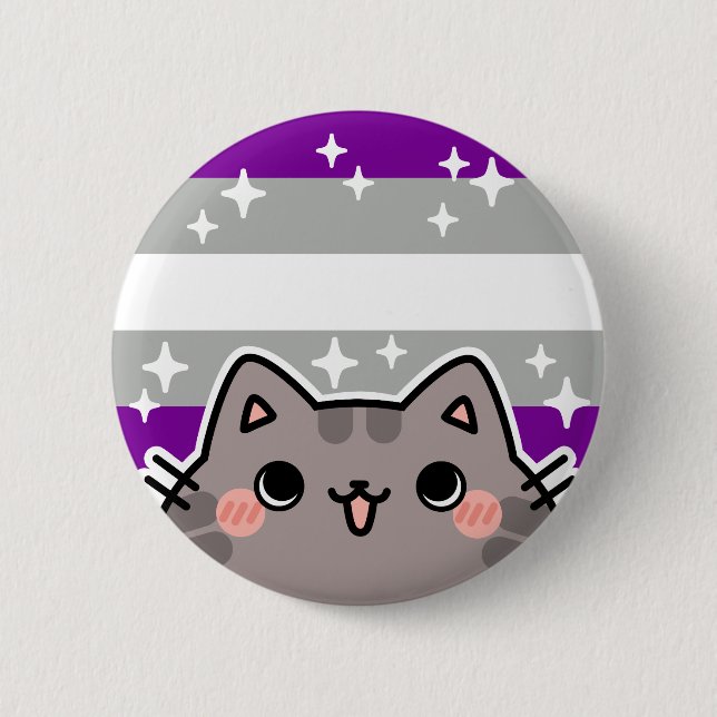 Graysexual LGBT Pride Flag Cat Button (Front)