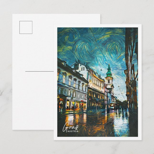 Graz Austria Beautiful Oil Paint Landscape  Postcard (Front/Back)