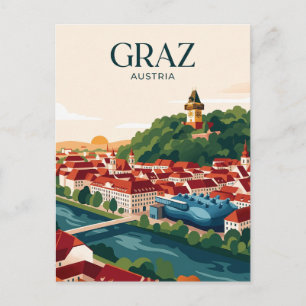 Graz Skyline Austria Postcard