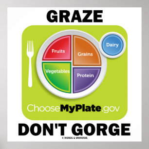 Graze Don't Gorge (MyPlate.gov Food Groups) Poster