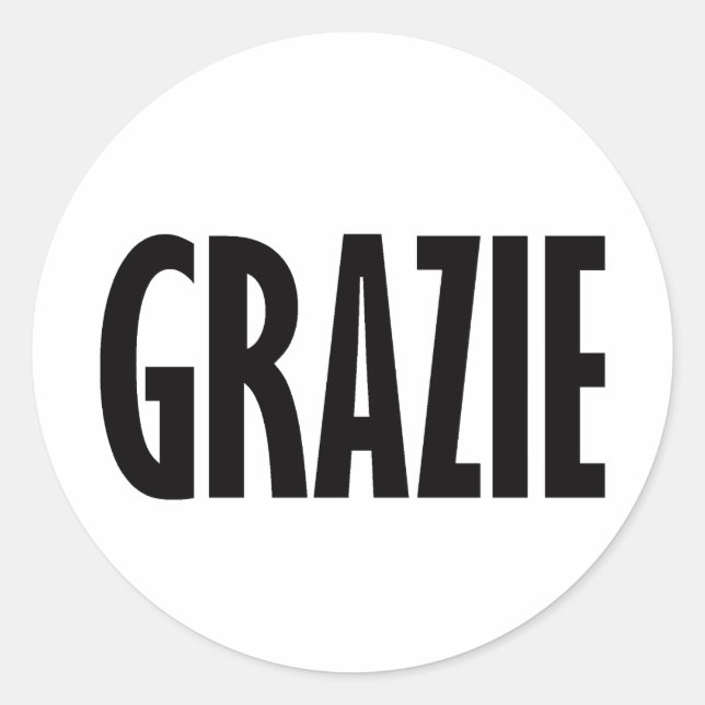 Grazie Black Classic Round Sticker (Front)