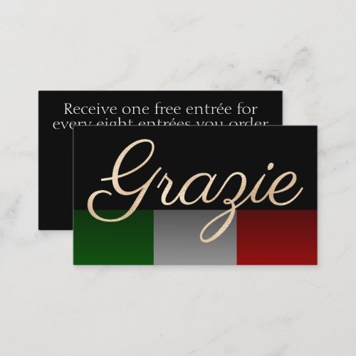 Grazie Black Italian Restaurant Loyalty Card