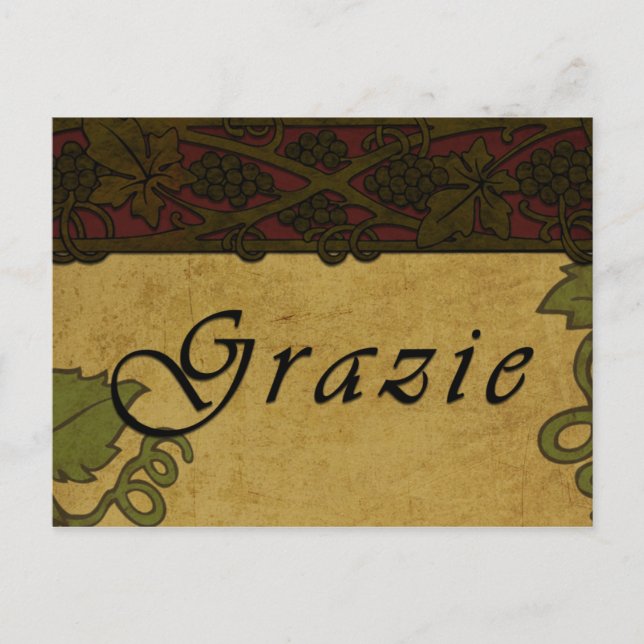 Grazie Grape Vines -Postcard Postcard (Front)
