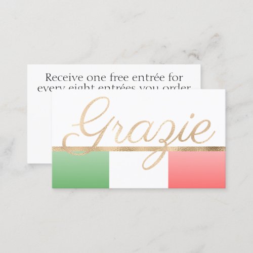 Grazie Italian Restaurant Loyalty Card