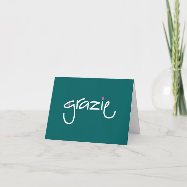Grazie Mallard Green Thank You Note Card (Front)