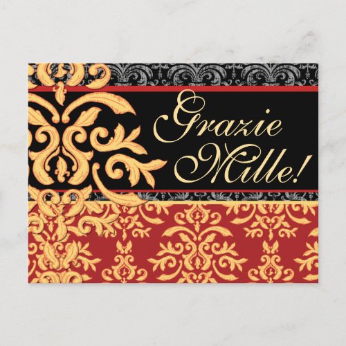 Grazie Mille Gilded Damask Italian Thank You Cards
