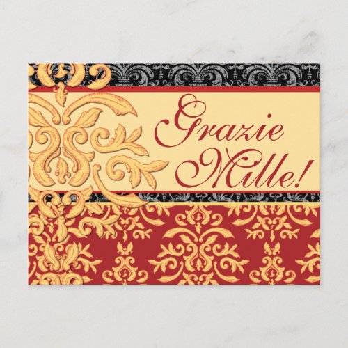 Grazie Mille Gilded Damask Italian Thank You Cards