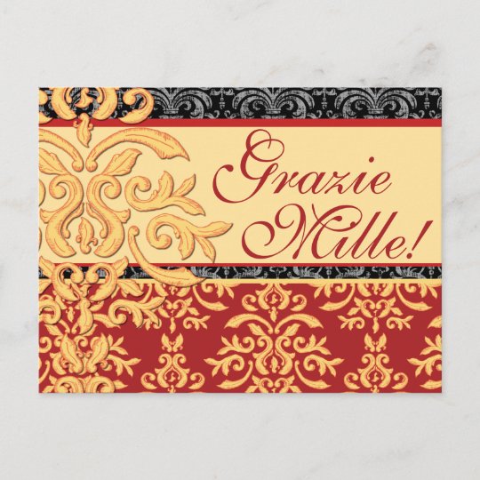 Grazie Mille Gilded Damask Italian Thank You Cards