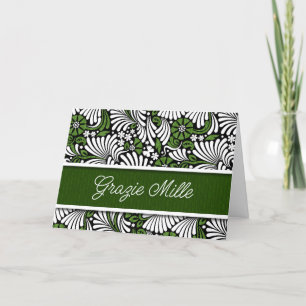 Grazie Mille Italian A Thousand Thanks Green Letterpress Thank You Card