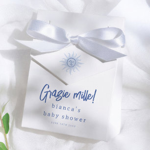 Grazie Mille! Italian Summer Blue Boy Baby Shower Favor Boxes