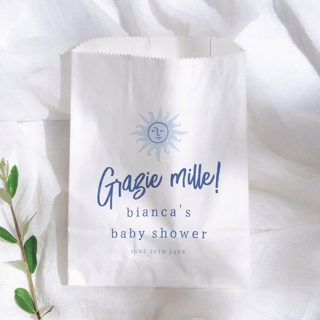Grazie Mille! Mediterranean  Blue Boy Baby Shower Favor Bag (Creator Uploaded)