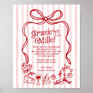 Grazie Mille Whimsical Italian Lemons Baby Shower Poster