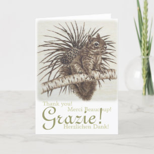 Grazie! Scoiattolino Multilingual Squirrel Letterpress Thank You Card