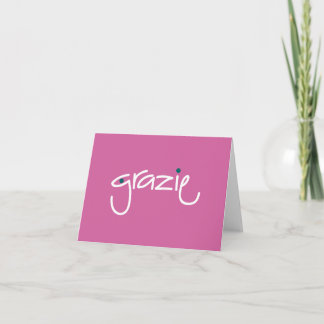 Grazie Thank you in any language Fuchsia Note Card