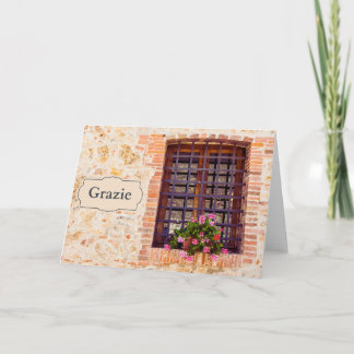 Grazie Thank you Italian Italy Flower Brick Window Card