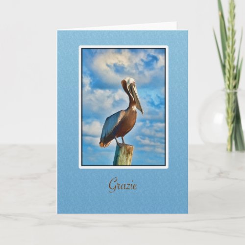 Grazie Thank You Italian Pelican Thank You Card