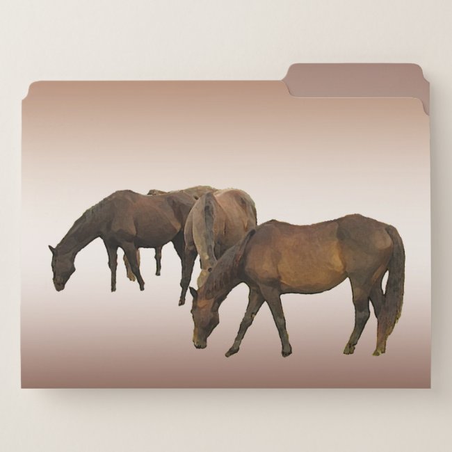 Grazing Brown Horses File Folder Set