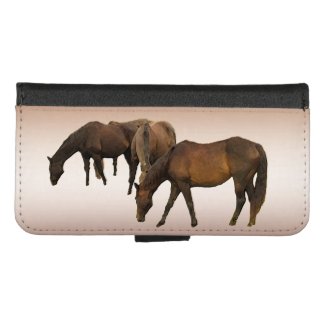 Grazing Brown Horses iPhone 8/7 Wallet Case