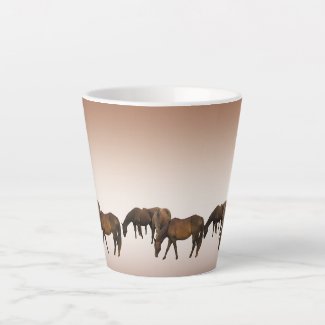Grazing Brown Horses Latte Mug