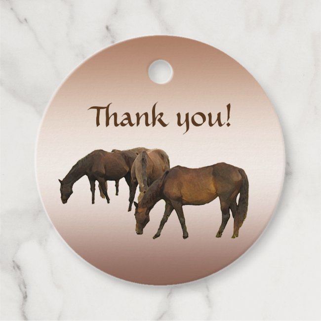 Grazing Brown Horses Thank You Favor Tags
