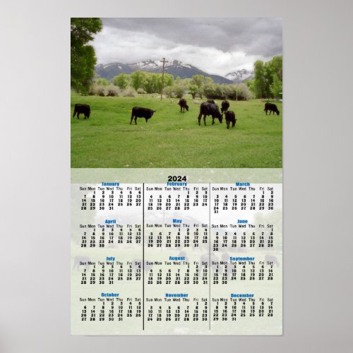 Grazing Cattle v2 2024 Calendar Poster