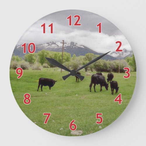 Grazing Cattle v2 Large Clock