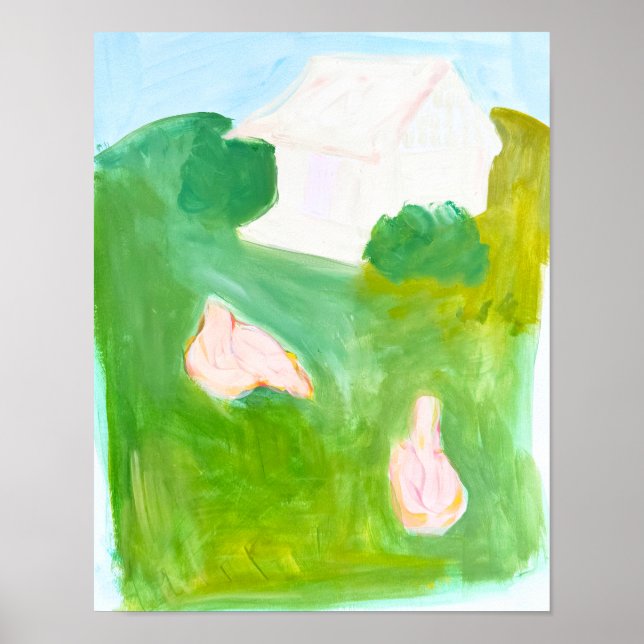 Grazing Chickens Poster (Front)