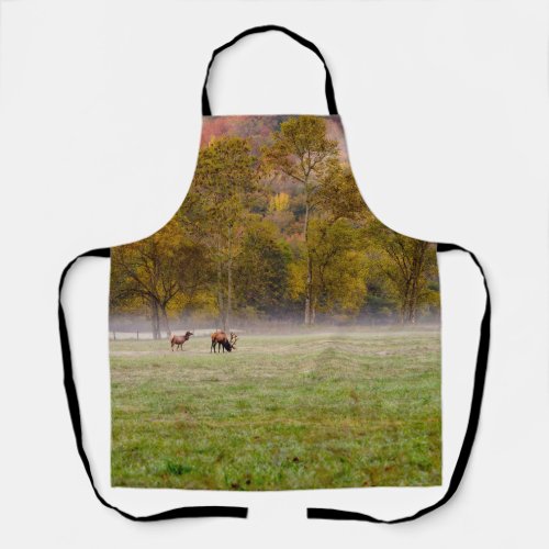 Grazing Elk Couple Apron