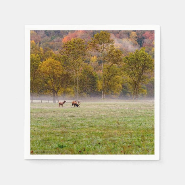 Grazing Elk Couple Paper Napkin (Front)