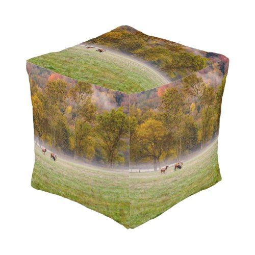 Grazing Elk Couple Pouf